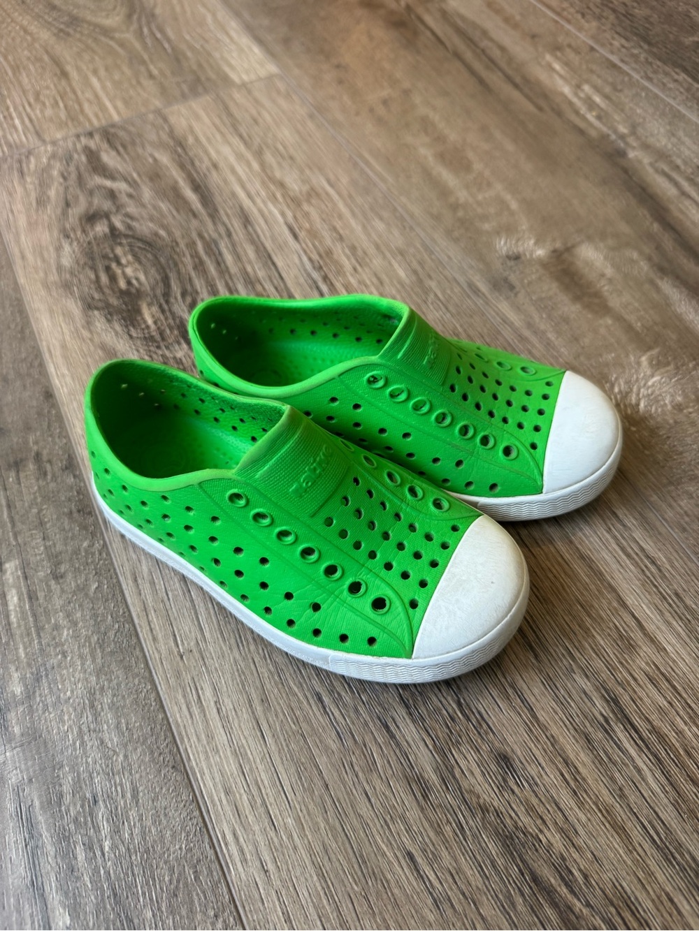 Native Shoes Kids Green Slip-On Water Shoe with White Toe